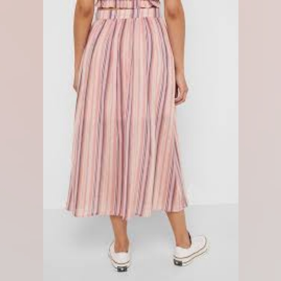 English Factory New pastel pink stripe skirt- SM - Picture 3 of 6